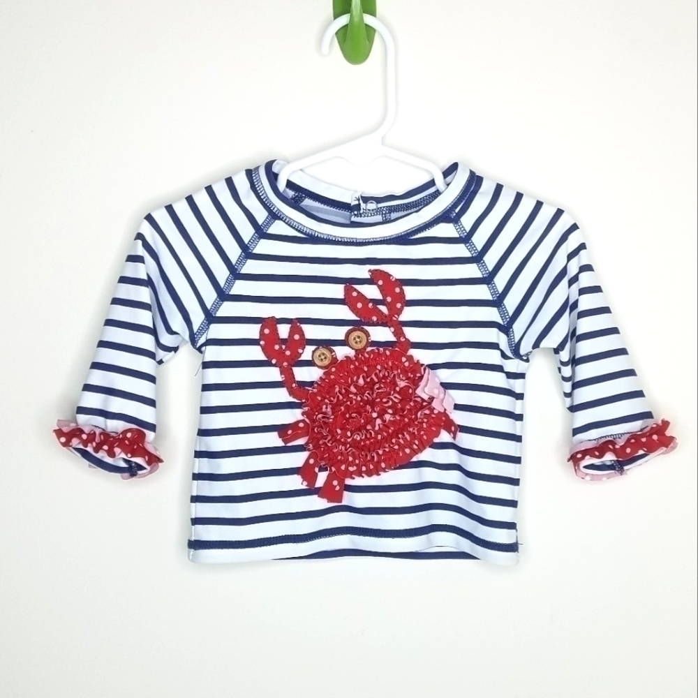 Mud Pie Crab Rashguard Swim Shirt Bathing Suit 12-18m